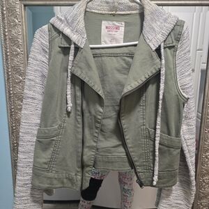 Mossimo Supply Co. Green and Gray Hooded Jacket